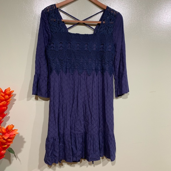 Jolt Navy Blue Crisscross back Dress - Picture 2 of 8